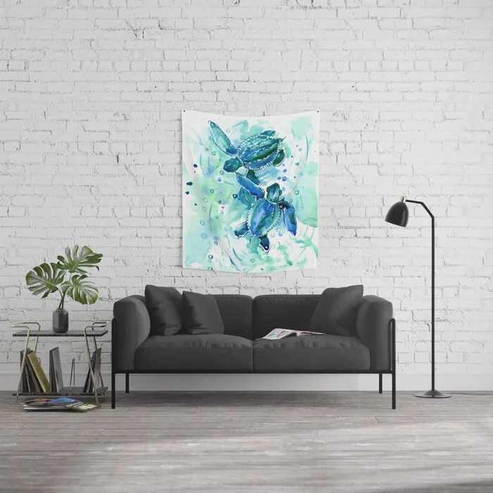 Бирюзовые синие морские Черепашки в океане гобелен настенный Декор гобелены