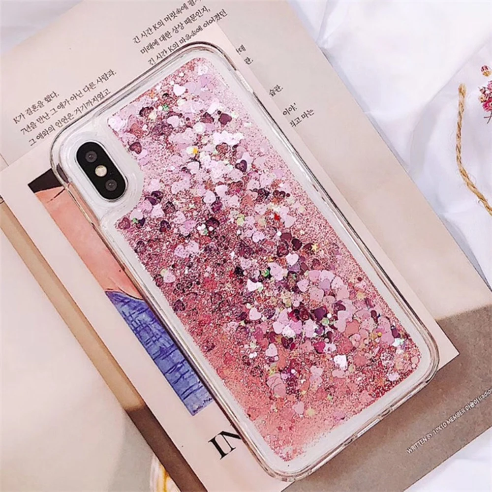 Glitter Liquid Phone Case For Apple iPhone X XR 11 Pro XS Max 8 7 6S 6 Plus 5 5S SE Cover Love Star Shining Clear Cute | Мобильные