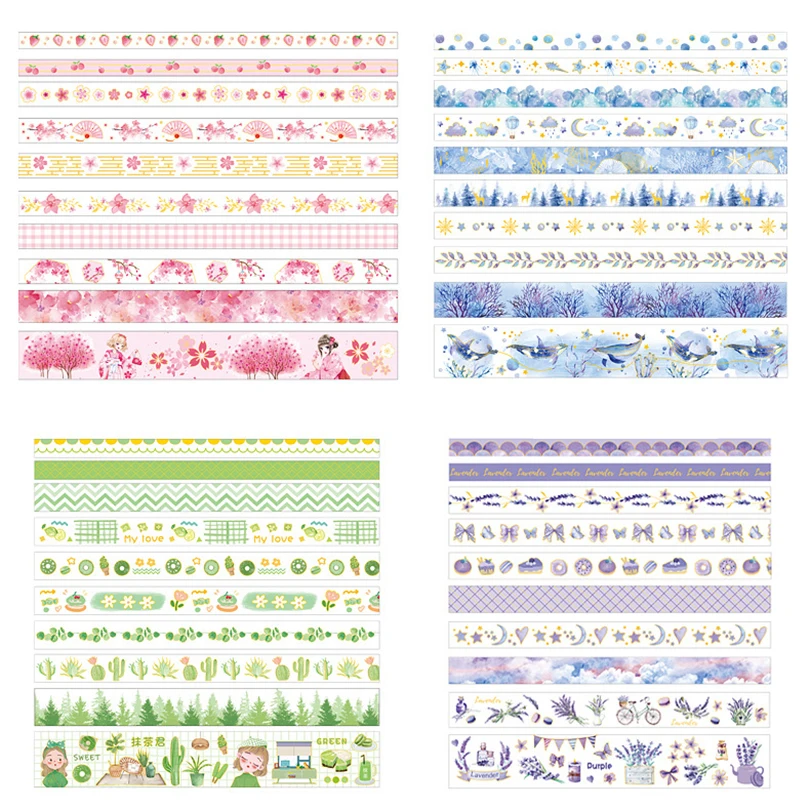 Набор декоративного скотча Васи декоративная клейкая лента 11 рулонов школьные