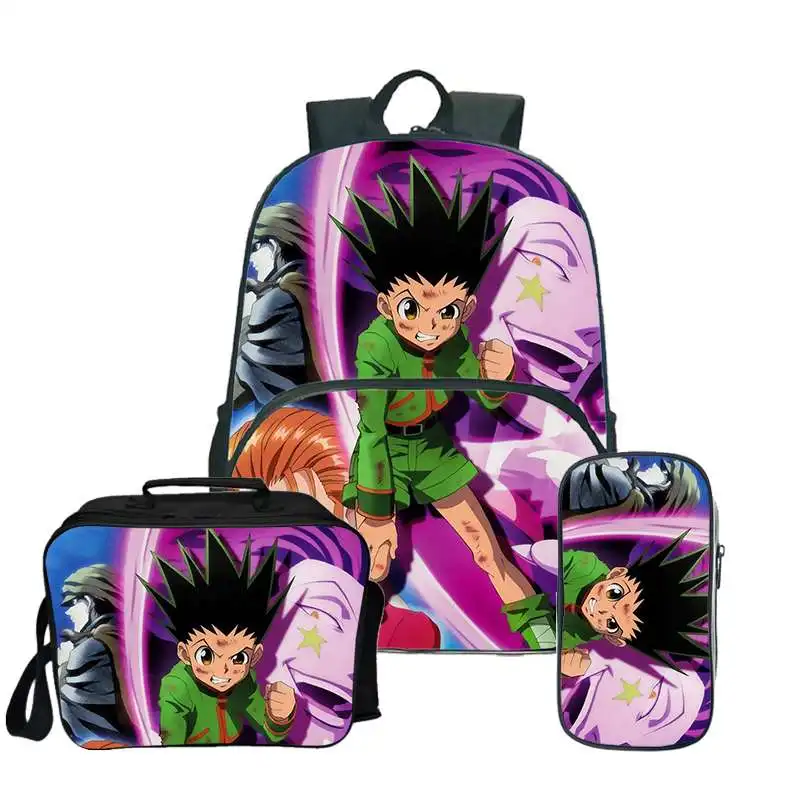 

HUNTER X HUNTER 3Pcs/Set Backpack Pencil Case 3D printing Harajuku casual Back to School Gift for Students Daily Use Bookbags