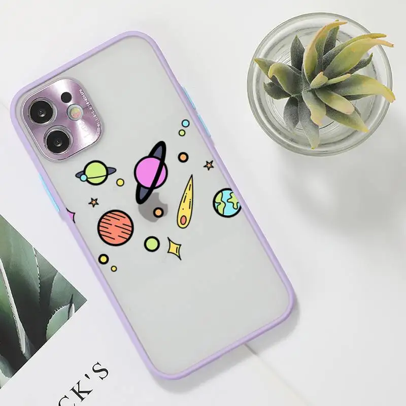 

Cute flower creative cartoon Phone Case purple matte transparent For iPhone 7 8 x xs xr 11 12 pro plus max mini Clear Funda