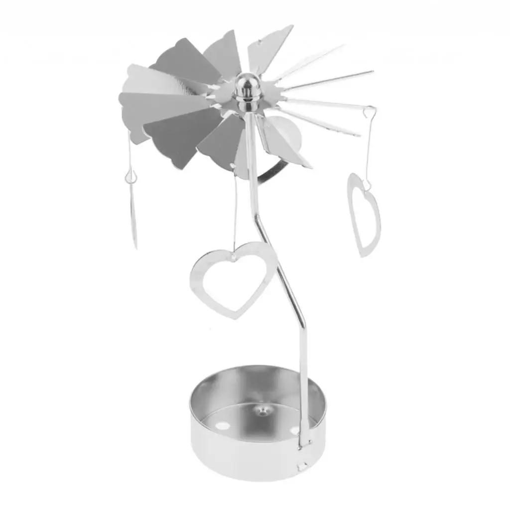 

Spinning Candle Holder, Silver Plated Metal Cut Tea Light Candle Stick for Tabletop Centerpiece Xmas Decoration