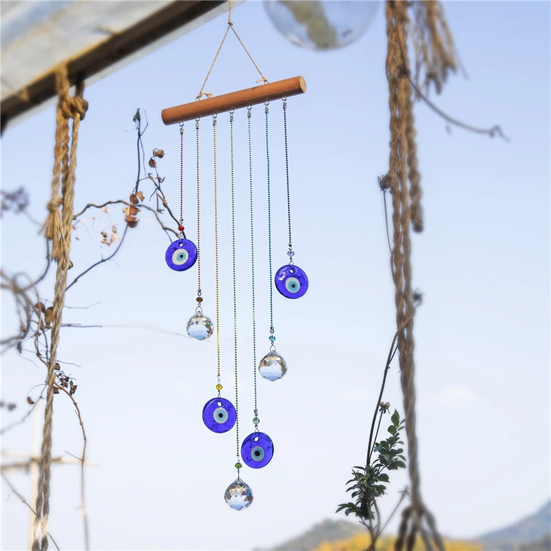 H &amp D энергия чакры хрустальный шар Suncatcher турецкий синий сглаза ветер