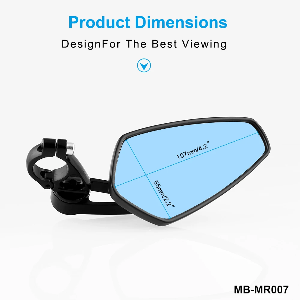 Зеркало заднего вида мотоциклетное черное 7/8 дюйма 22 мм 1 пара|Боковые зеркала и