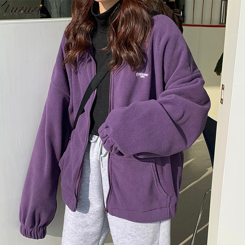 

WRMILK Zipper Ladies Winter High Quality Fashion Harajuku Style Long Sleeve Fleece Large Round Neck Hoodie Hooded Sweatshirt