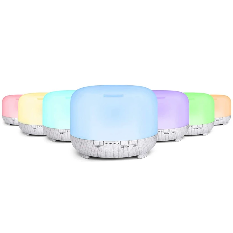 

500Ml Essential Oil Diffuser,Humidifier,7 Color LED Lights,4 Time Settings,for Baby Room/Bedroom/Yoga Room,UK Plug
