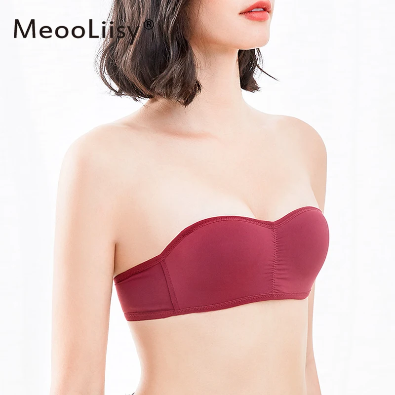 

MeooLiisy Strapless Simple Bras for Women Multiway Seamless Solid Color Tube Top Wireless Underwear S M L XL