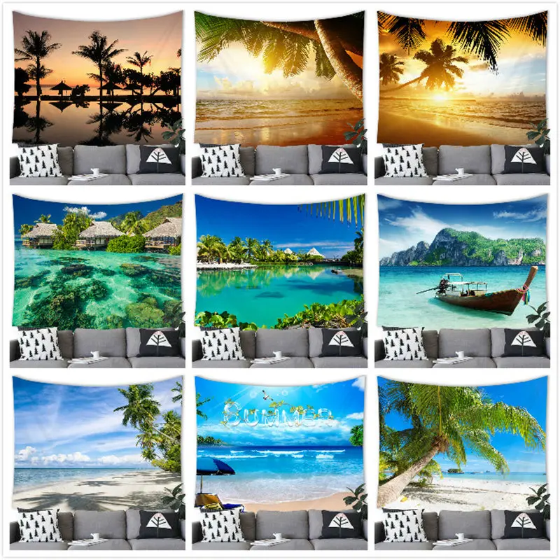 Фабричная поставка оптовая продажа кокосовое дерево пейзаж на пляже тканевый