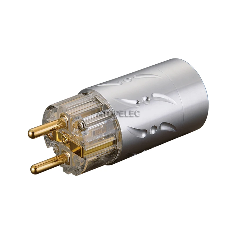 VIBORG Clear Aluminum Shell 3u" 24K Gold Plated 99.998% Pure Red Copper Schuko EU Male Plug/ IEC Female Power Connector HiFi 512 |