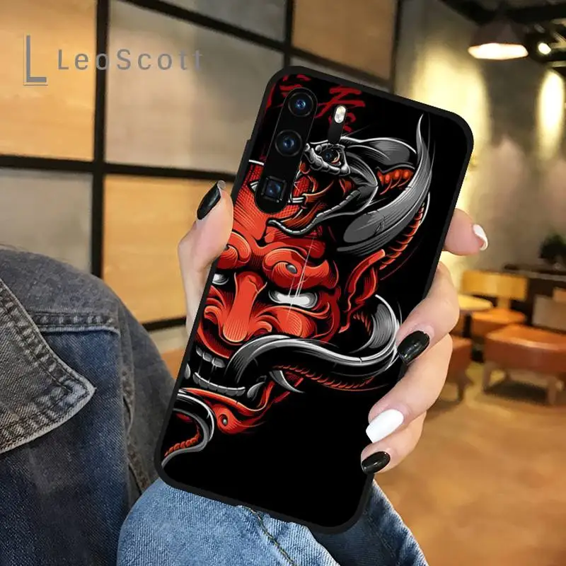 

Japan Samurai Art tattoo horror sun Phone Case For Huawei honor Mate P 9 10 20 30 40 Pro 10i 7 8 a x Lite nova 5t