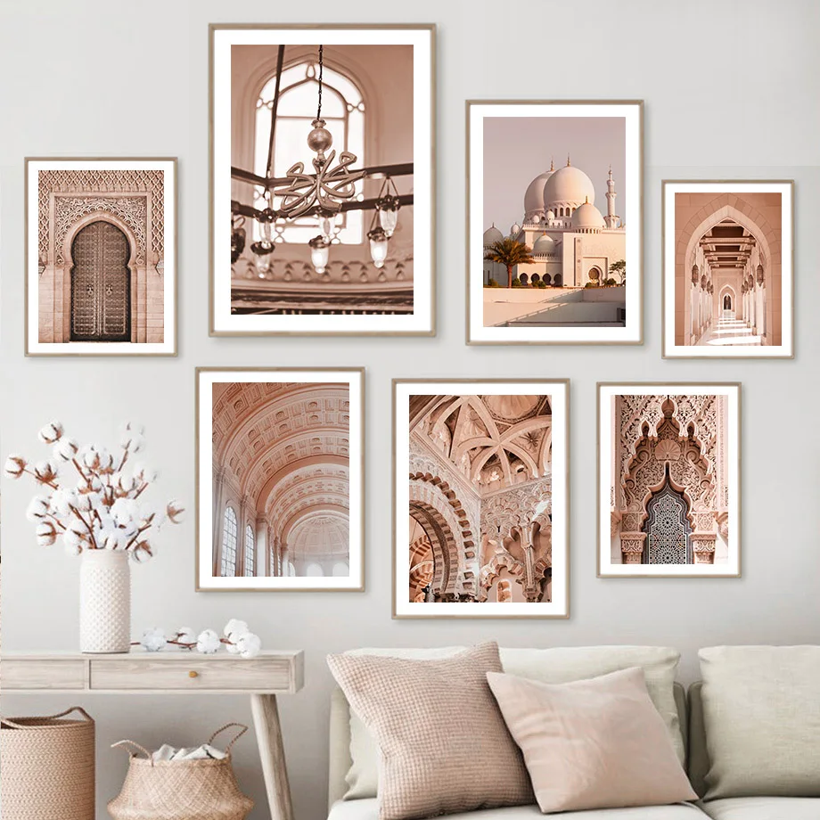 

Настенная картина с изображением Исламской мечети, марокканской двери, постеры и принты на холсте в скандинавском стиле, настенные картины ...