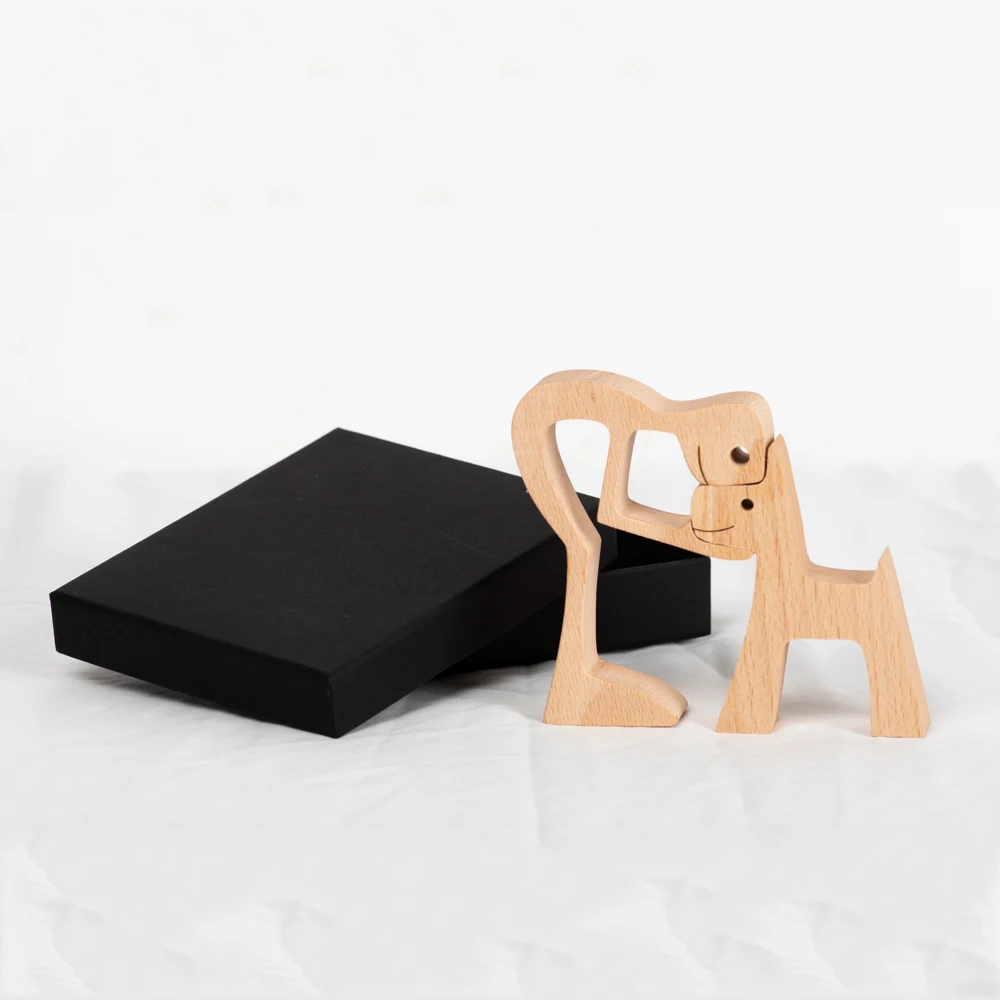 

Home Decor Carving Wooden Dog Men Statue Desk Figurines Miniatures Room Decoration Wood Home Decoration Crafts Ornaments