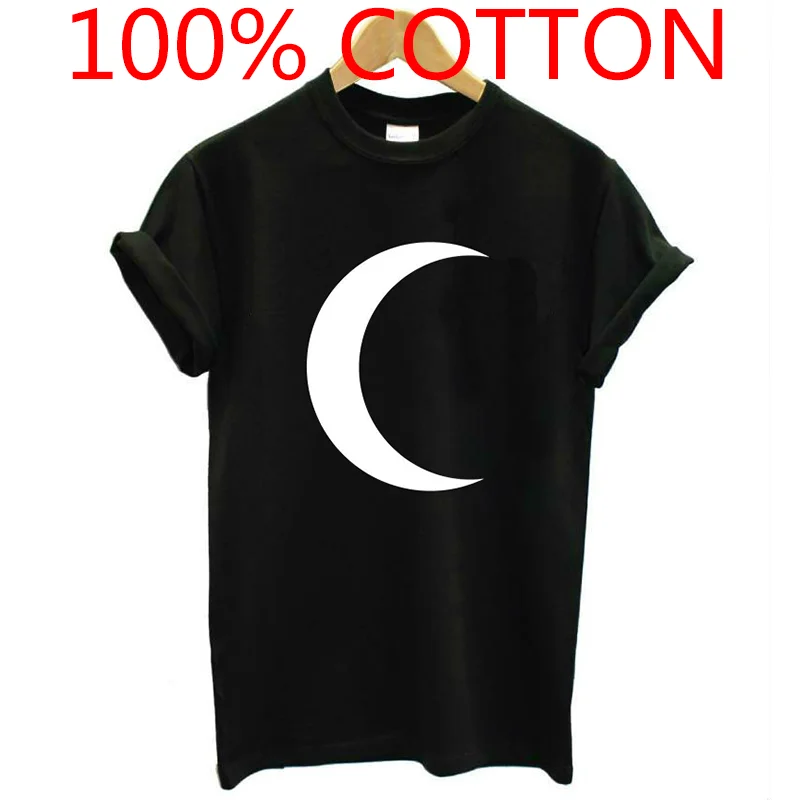 Женская футболка с принтом полумесяца 100% хлопок повседневная забавная Футболка