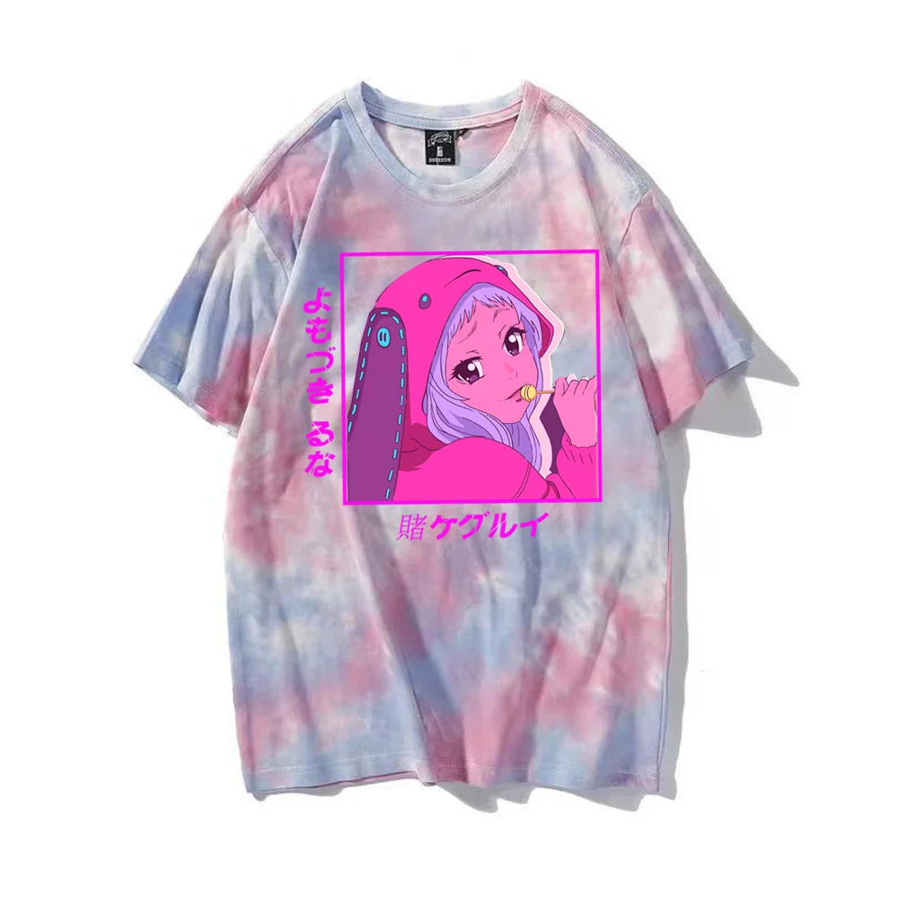 

Футболка Yomoduki Runa, одежда с принтом, футболка с принтом Tie Dye, женские и мужские повседневные топы Kakegurui, мужская и женская футболка, топ в стиле...