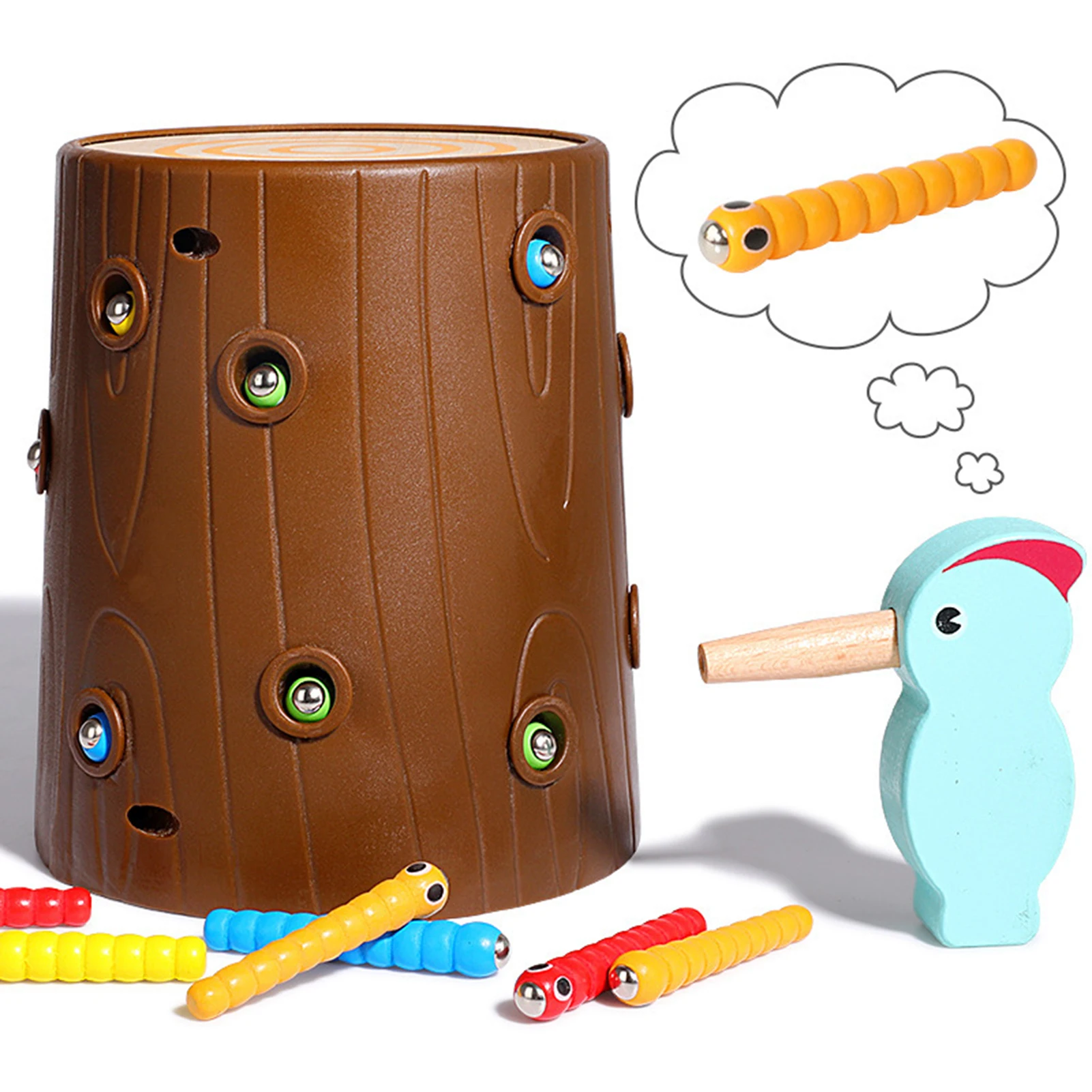 

DIY Woodpecker Simulation Magnetic Insect Catching Toy Fine Motor Skill Color Recognition Toddler Kid Preschool Educational Gift