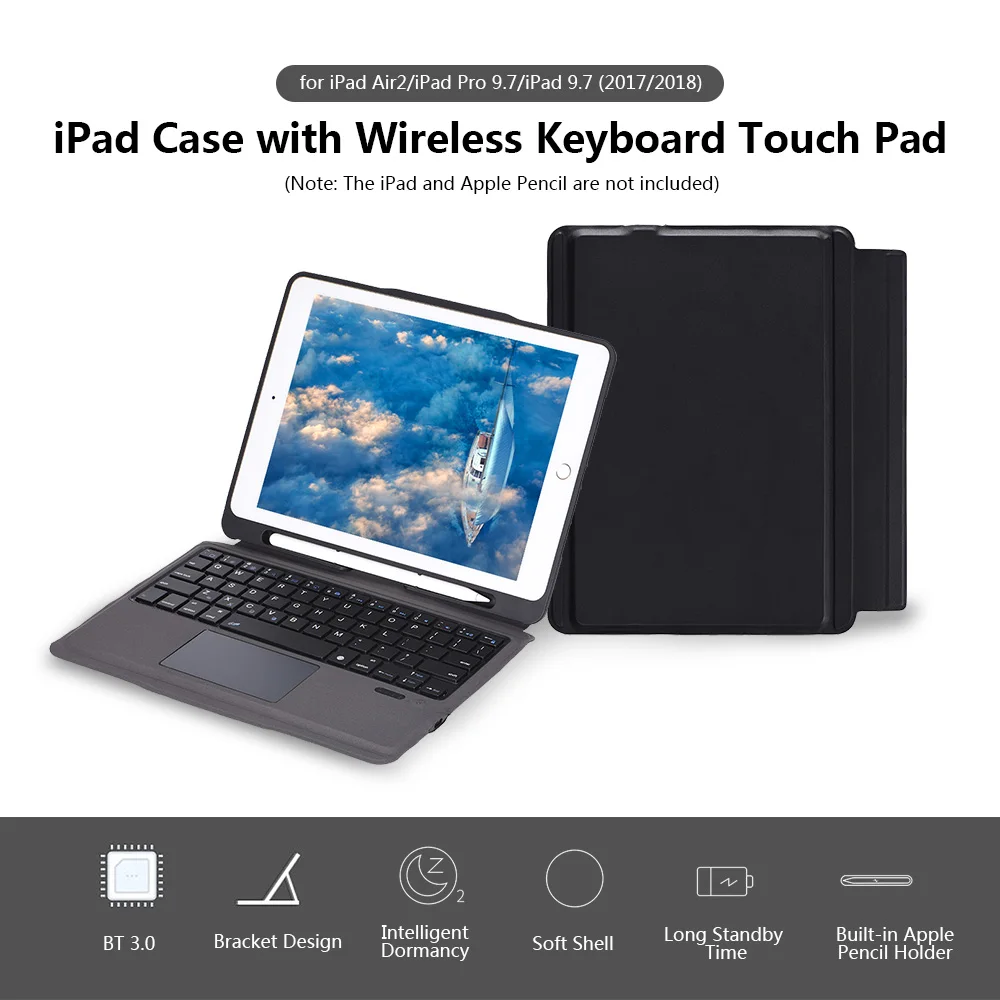 Чехол для iPad Air2 Pro 9 7 2017 2018 с беспроводной клавиатурой сенсорная панель футляр