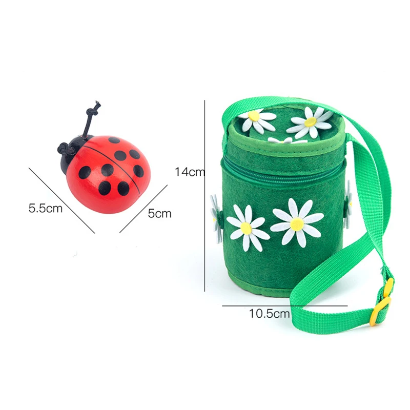 

Montessori Counting Ladybug Wooden Educational Toys 0-10 Numbers Learning to Count Beetle Felt Backpack Toy
