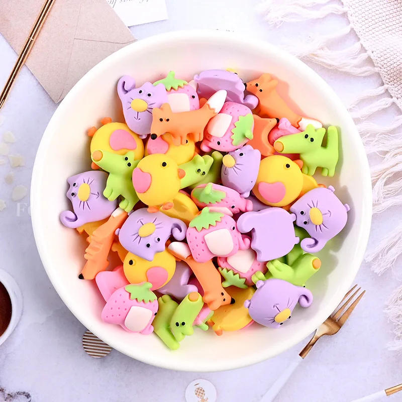 Кабошон 20 шт./лот милые Мультяшные животные с плоским основанием кавайный