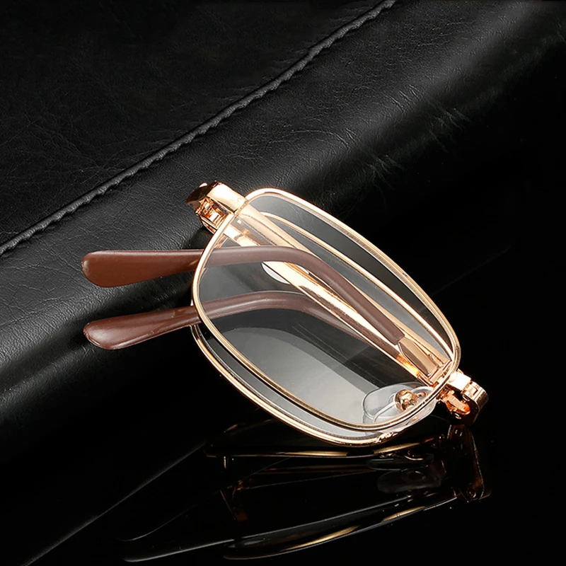 Новые модные складные очки для чтения с металлической оправой