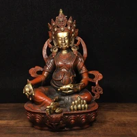 9tibet temple old bronze gilt real gold silver yellow god of wealth buddha statue huang caishen esoteric guardian enshrine