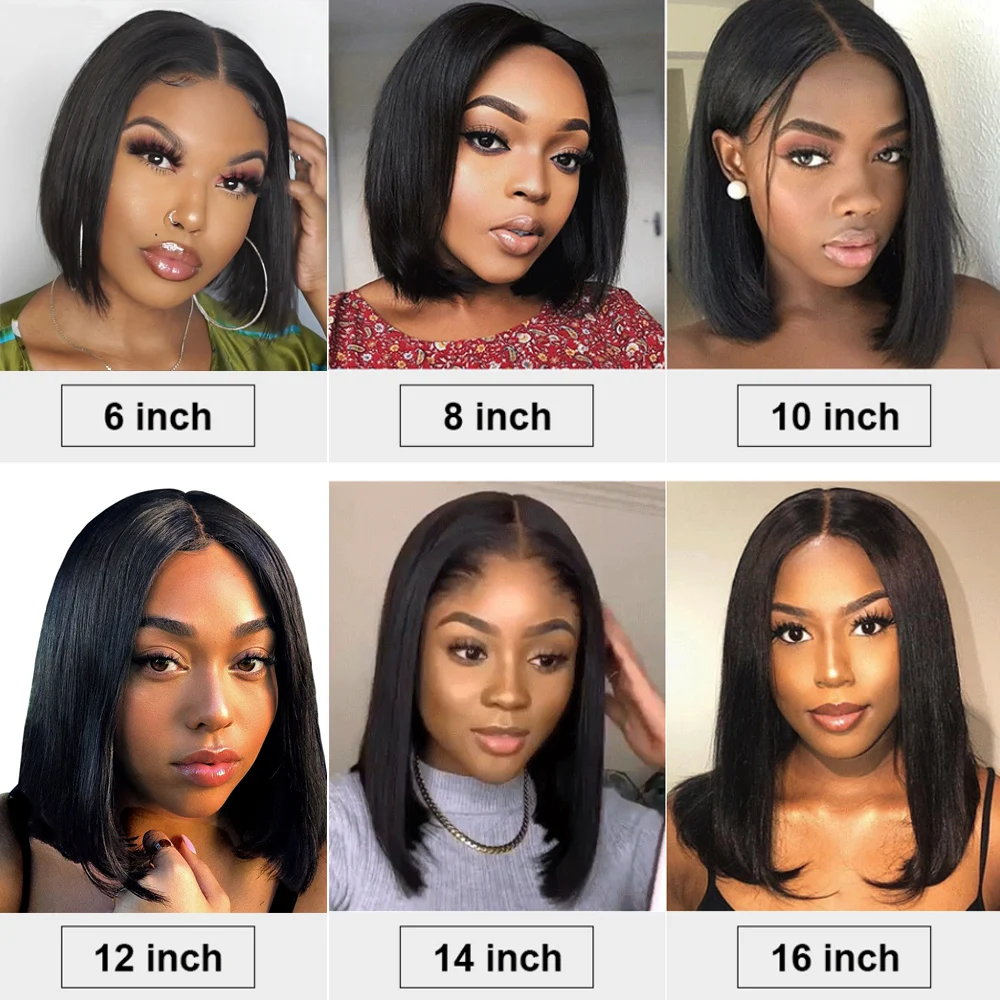 

Brazilian Straight Short Bob Lace Front Wigs Pre Plucked With Baby Hair Megalook Remy Human Hair Wigs For Women Lace Frontal Wig