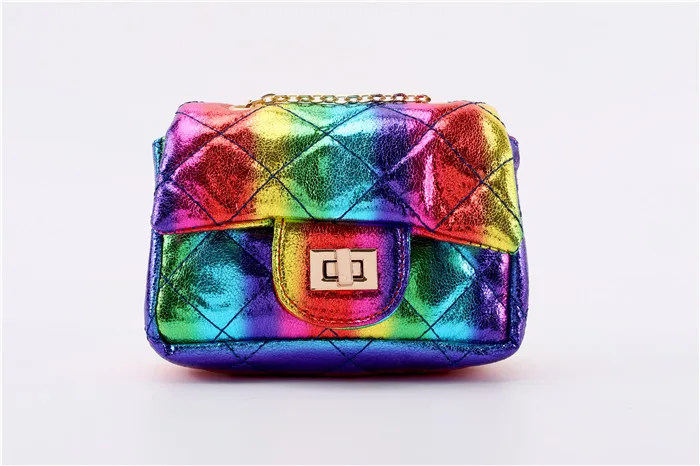 Iridescent color KAFVNIE Детская сумка для девочек, сумка на плечо, модные переливающиеся цветные мини детские сумки для девочек, детские подарочные сумки для вечеринок - Цвет: Iridescent color