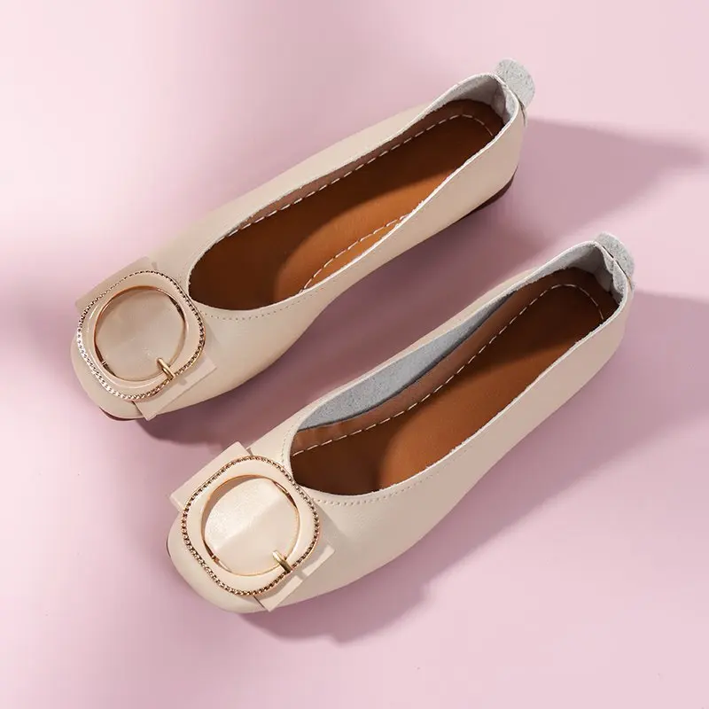 

Elegant Boat Shoe Shallow Mouth Female Footwear Square Toe Casual Sneaker 2021 Fashion Women's New Summer Dress Modis Flat PU So