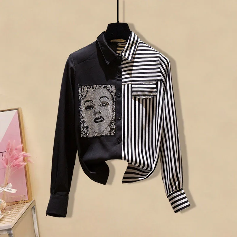 

Блузка Женская весенне-Летняя асимметричная, с длинным рукавом и воротником-поло, MM0723