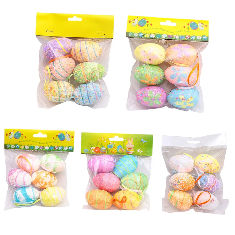 

6pcs Easter Colorful Painting Eggs Chick DIY Parti Rabbit Bunny Happy Easter Party Decor For Home 2022 Kids Ester Gifts Toys