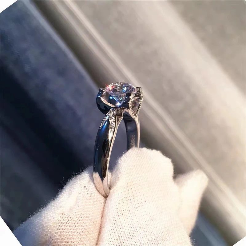 925 Серебряное кольцо камень Муассанит 1ct 2ct 3ct отличный крой Свадебные кольца на