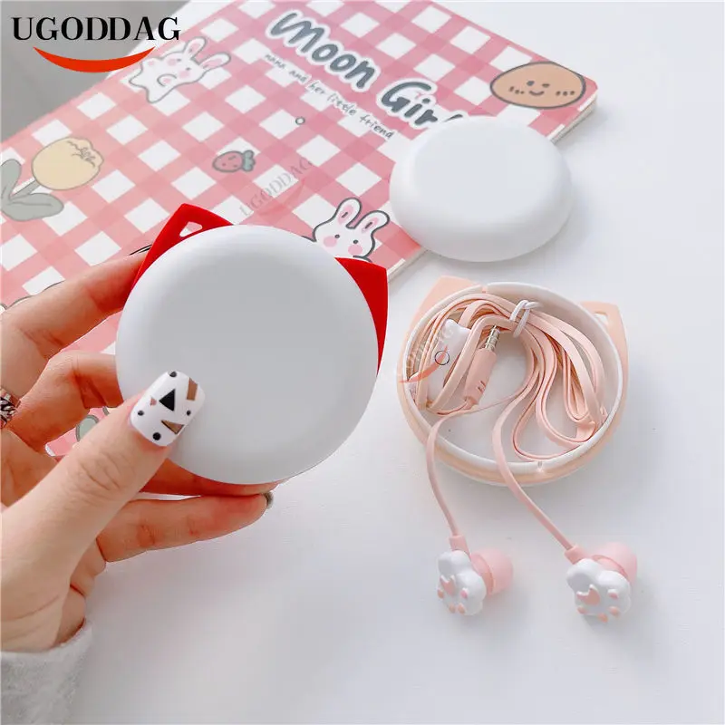 Новые наушники с милыми кошачьими лапами проводные контролем провода для детей