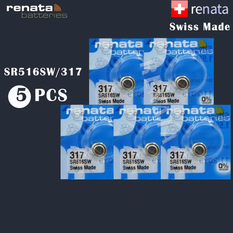 5 шт./лот Renata 317 100% оригинальный фирменный новый долговечный SR516SW SR62 D317 V317 часы с