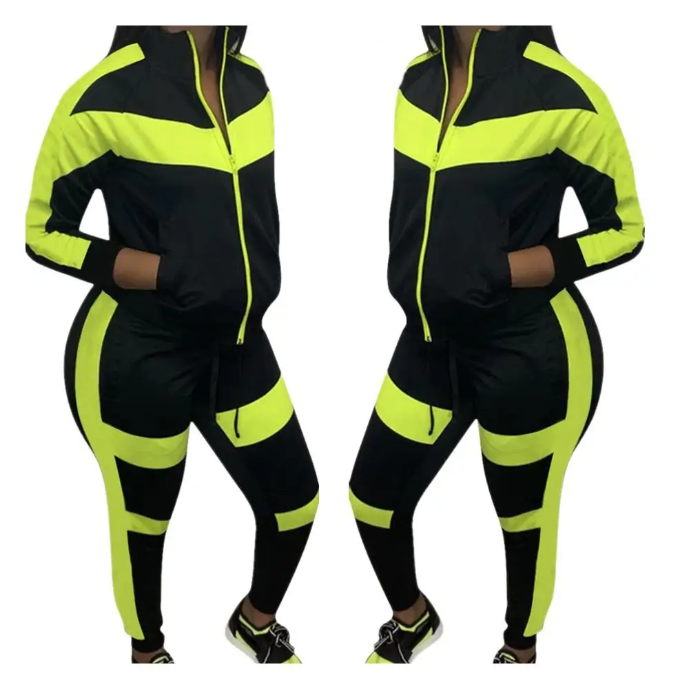 Цветные Лоскутные спортивные комплекты из двух предметов 2020 осень зима Женская