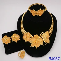 dubai gold jewelry sets for women bridal jewelry butterfly necklace earrings fashion wedding bridesmaid jewelry sets