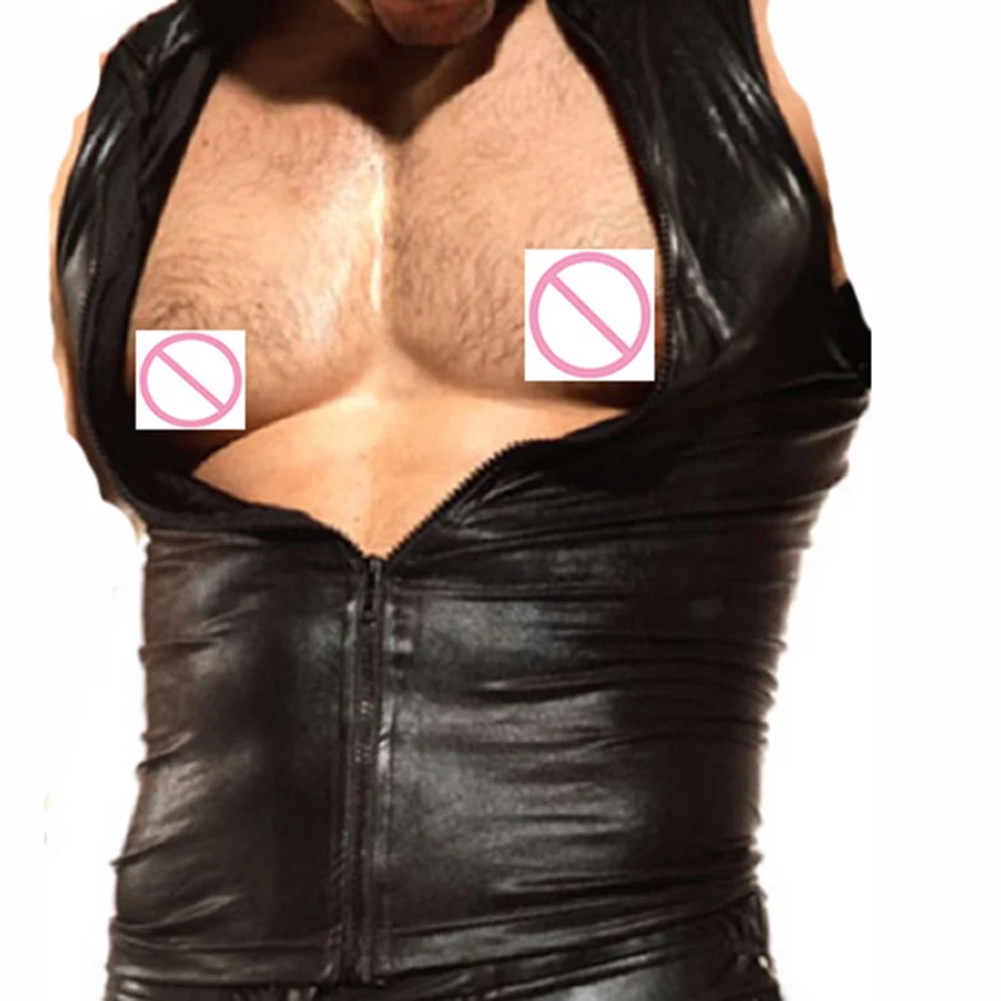 Белье из искусственной кожи майка 2019 латекс Футболка мужская сексуальный