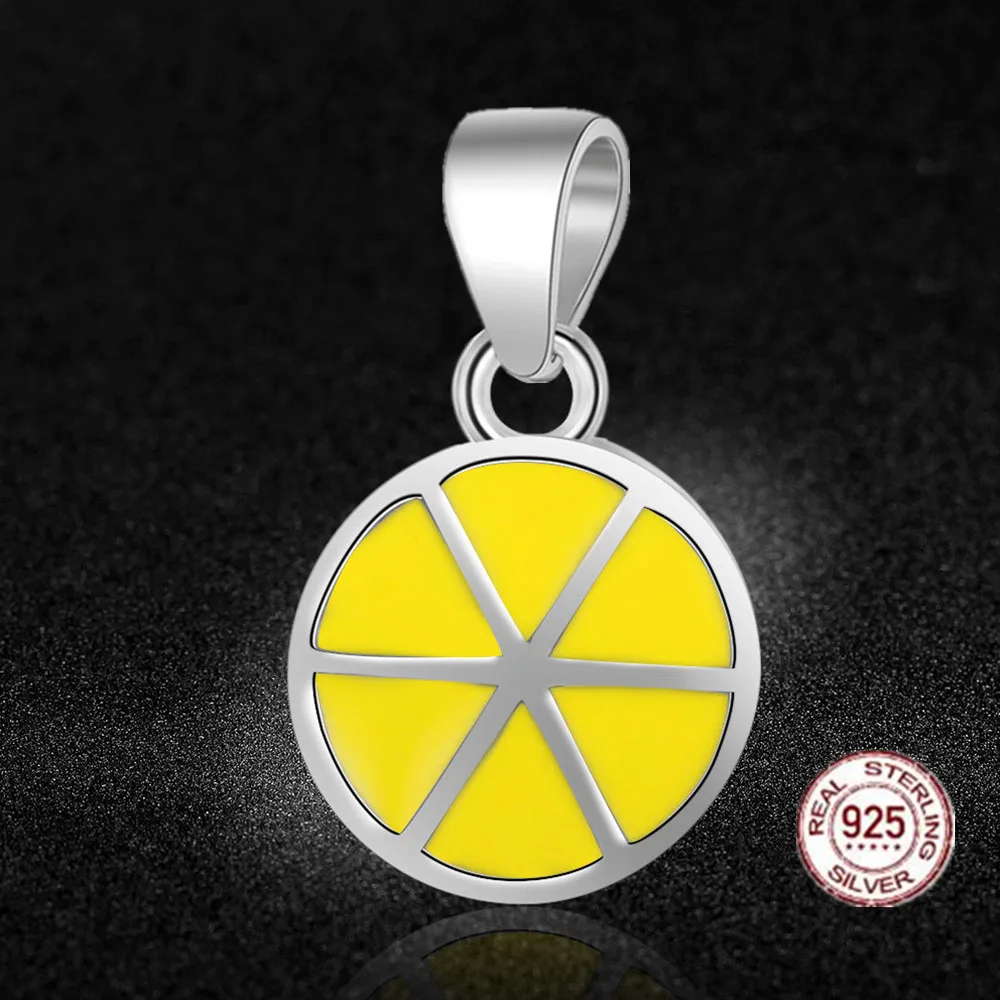 HMSFELY подвеска из настоящего серебра 925 пробы кулон в виде лимонного ломтика для