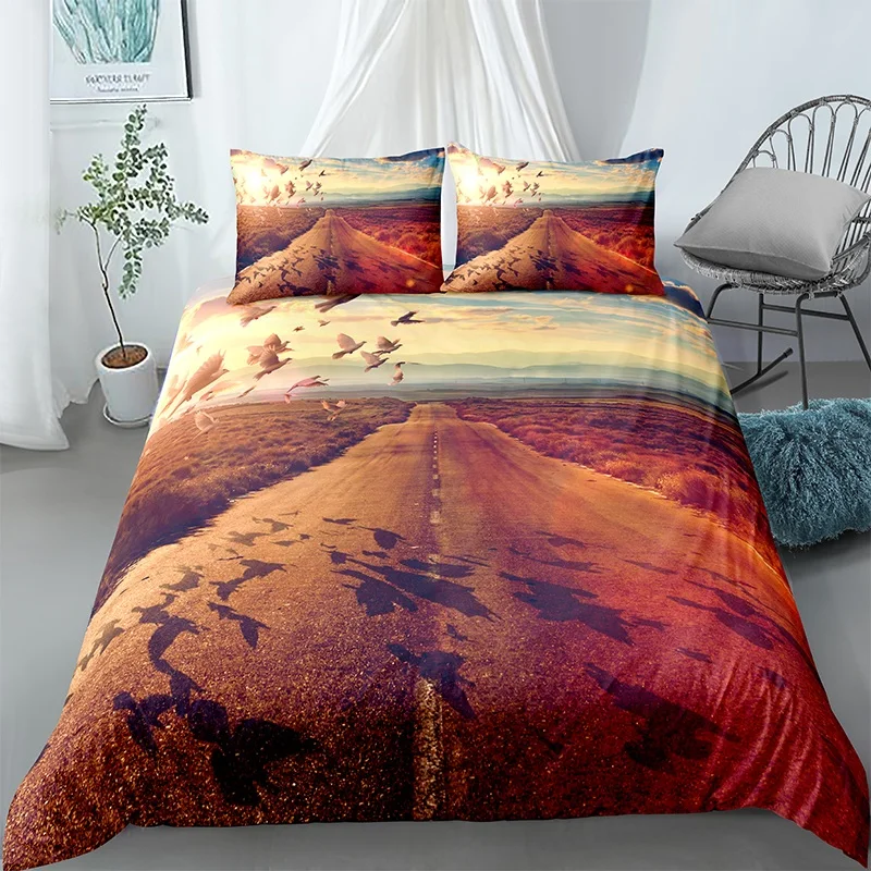 

Luxury 3d Scenic Bedding Sets Sunset Sunrise Comforter Covers Duvet Cover Pillowcase Home Textile 2pcs/3pcs Bed Set