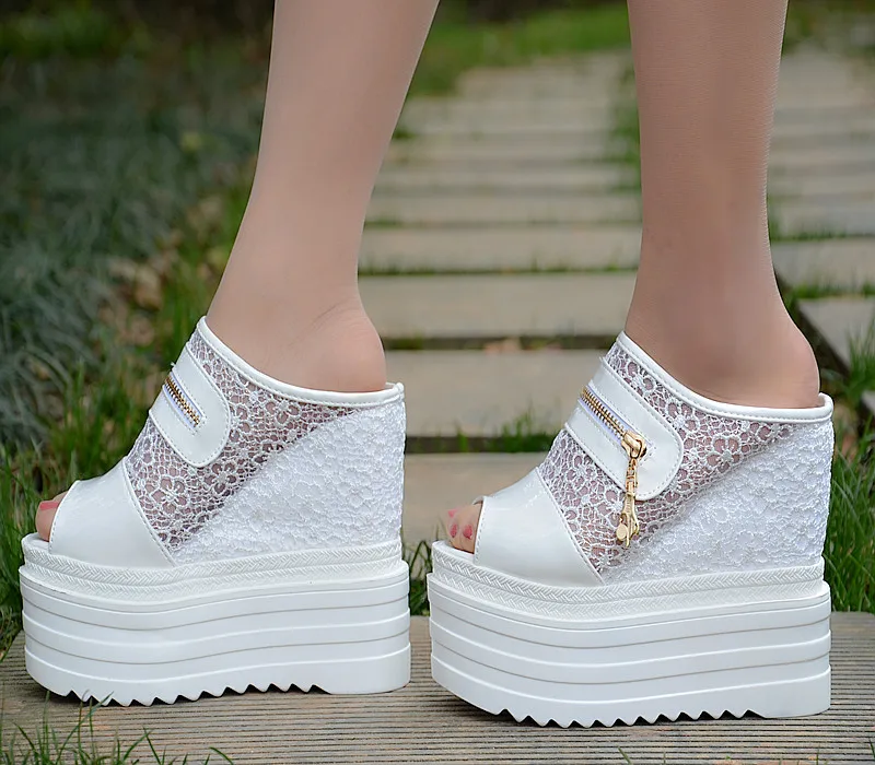 

14cm summer thick-soled waterproof platform slope heel women's shoes sexy inner heightened fish mouth sandals women