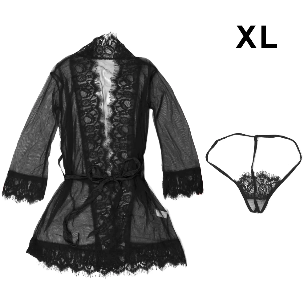Black XL OLO, сексуальное женское белье, эротическое Прозрачное платье со стрингами, Эротическое нижнее белье, женское Белье для сна, сексуальная одежда в стиле babydoll - Цвет: Black XL