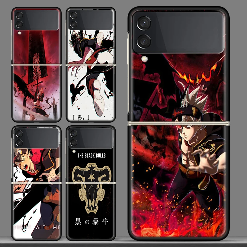 

Black Clover Asta Anime Black Phone Case For Samsung Galaxy Z Flip 3 PC Cover ZFlip 3 5G Luxury Art Pattern Bumper Coque Shell