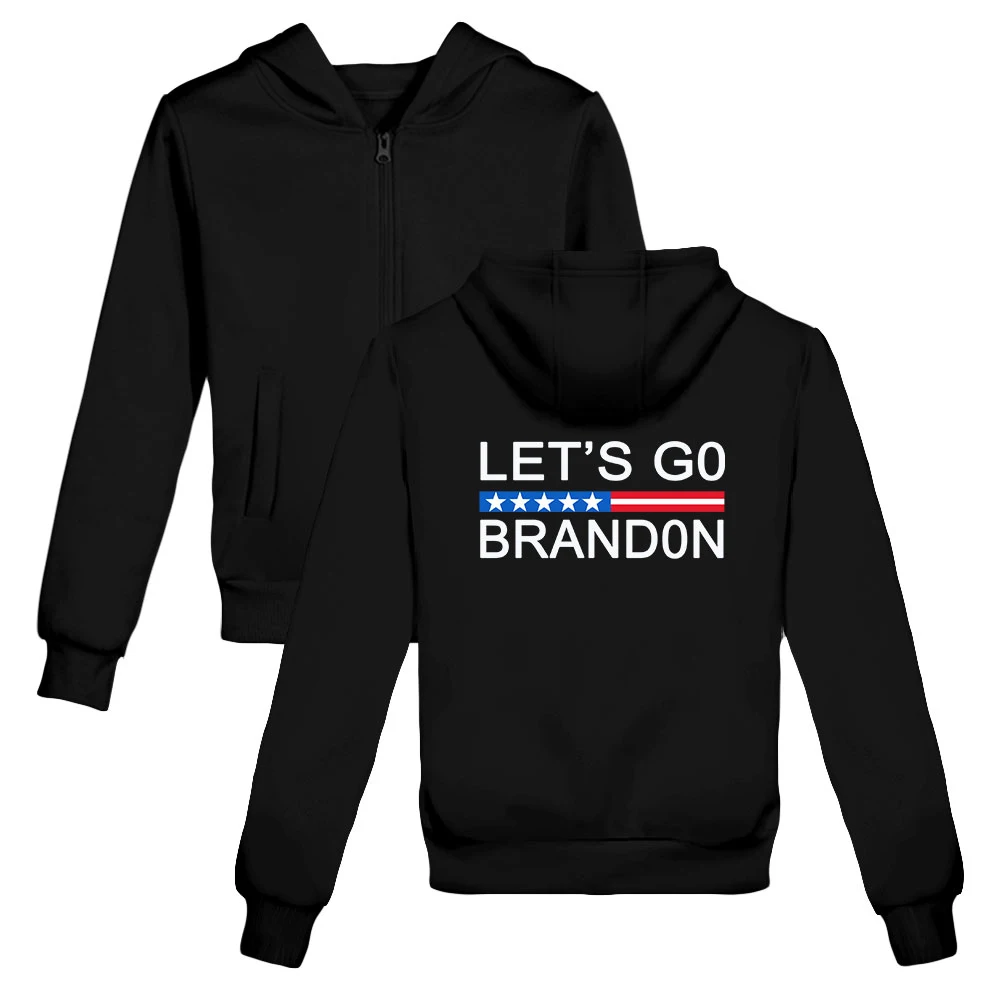 

Lets Go Brandon Zipper Hoodie Girl Baby Boy Autumn Sweatshirt Print Letter Long Sleeve Zipper Hooded Sweatshirt
