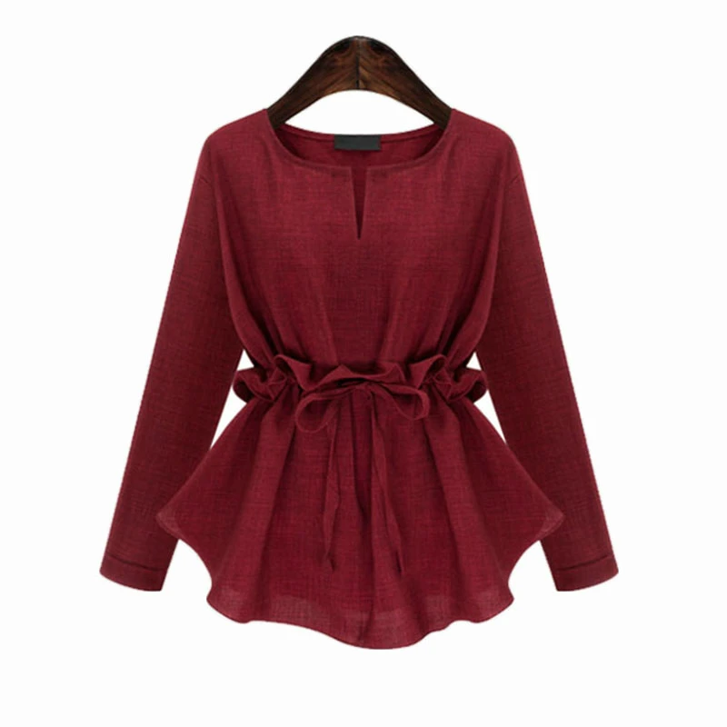 Женские рубашки 2019 Модная рубашка с длинными рукавами льняная блузка свободная