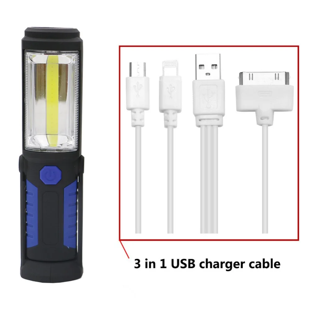 USB Перезаряжаемый COB светодиодный светильник для вспышки + 1 Светодиодный Фонарь