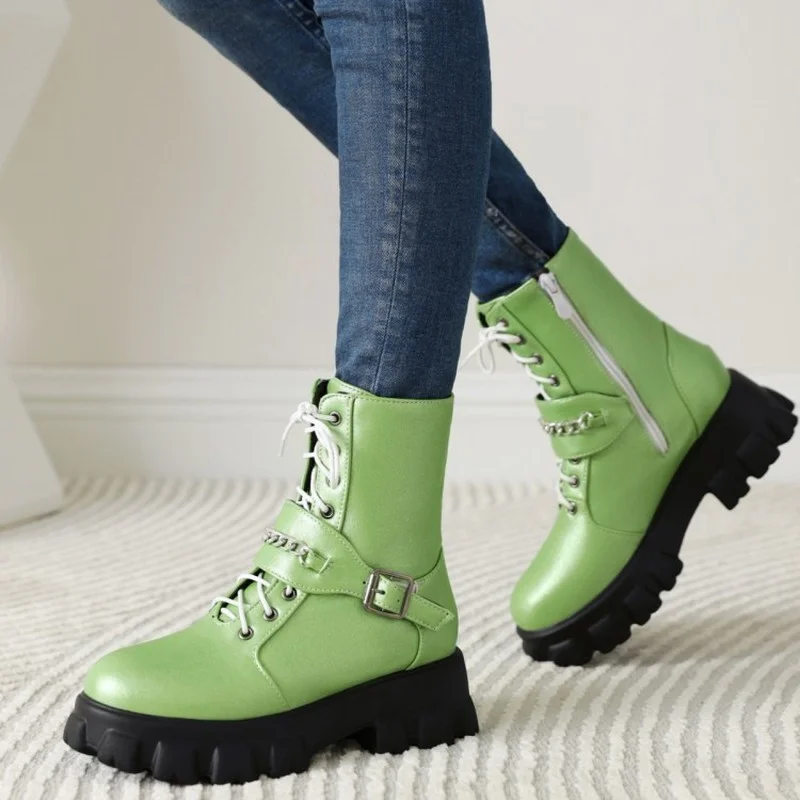 FXYCMMCQ Winter Hot Style Low Boots Side Zipper High Heel Round Toe All-match Women's Shoes Xd-12