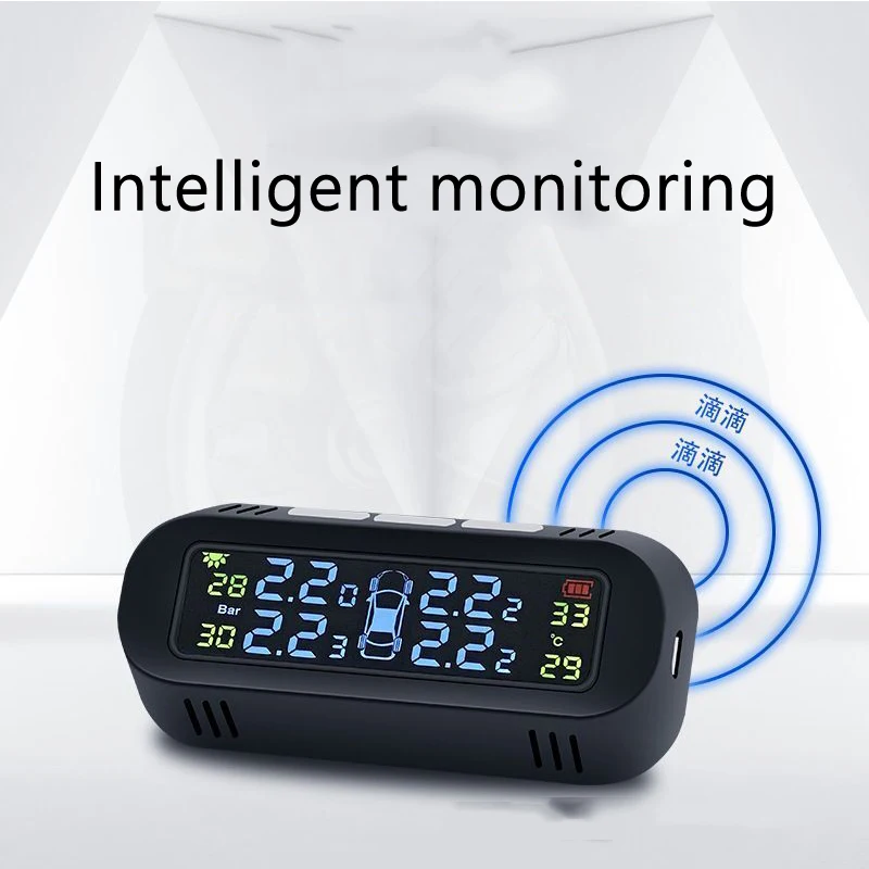 Solar TPMS Car intelligent Tire Pressure Alarm Monitor System Tyre Sensor Temperature Alert Concealed tire pressure monitoring | Автомобили