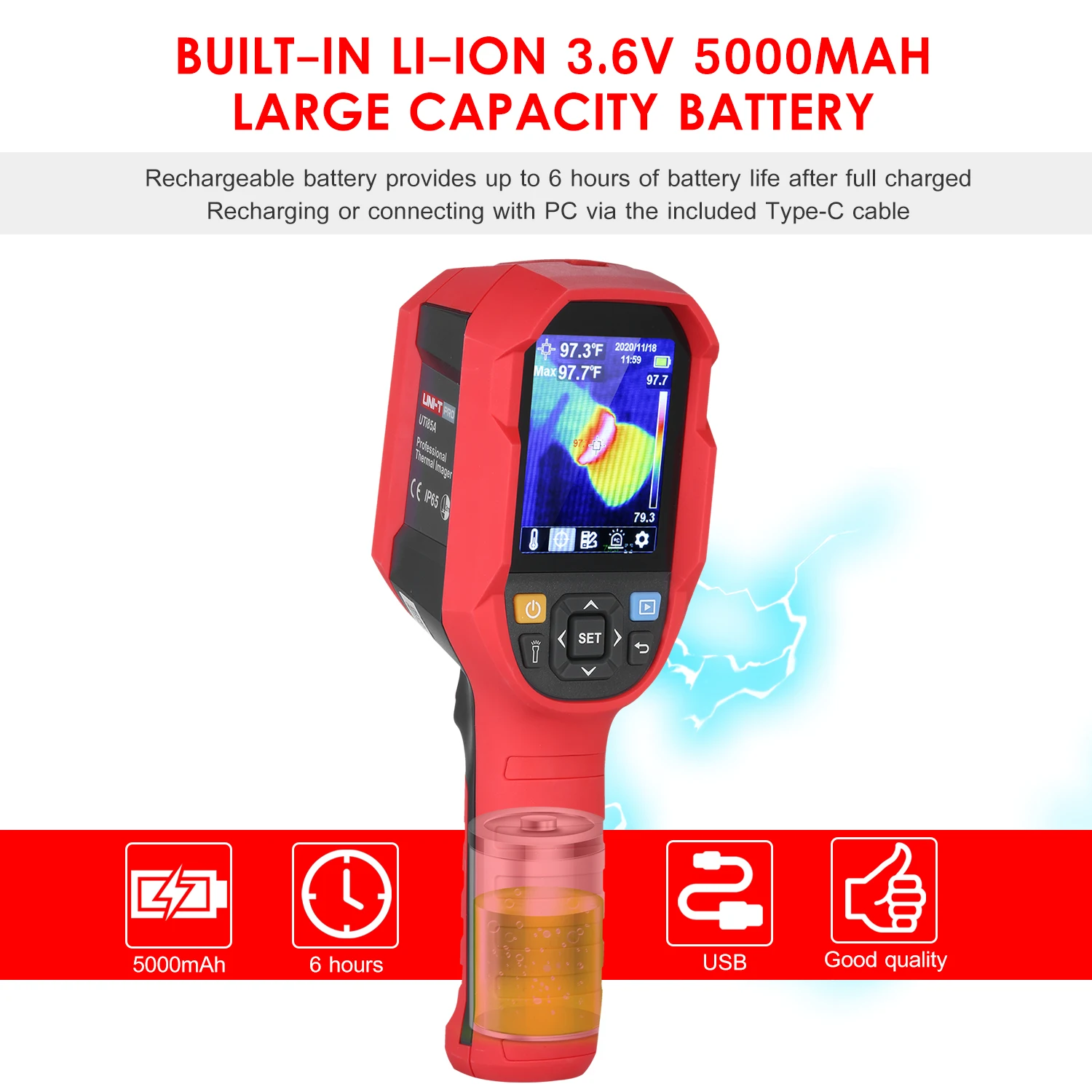 UNI T тепловизор ИК Инфракрасная тепловизионная камера TFT ЖК дисплей устройство