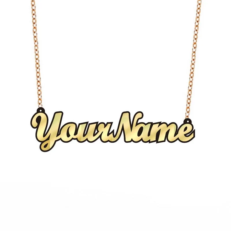 

Custom Necklaces Kid Cute Jewelry Fashion Trend New Sexy Custom Name Necklace Hip Hop Laser Cut Acrylic Nameplate Necklace Gift