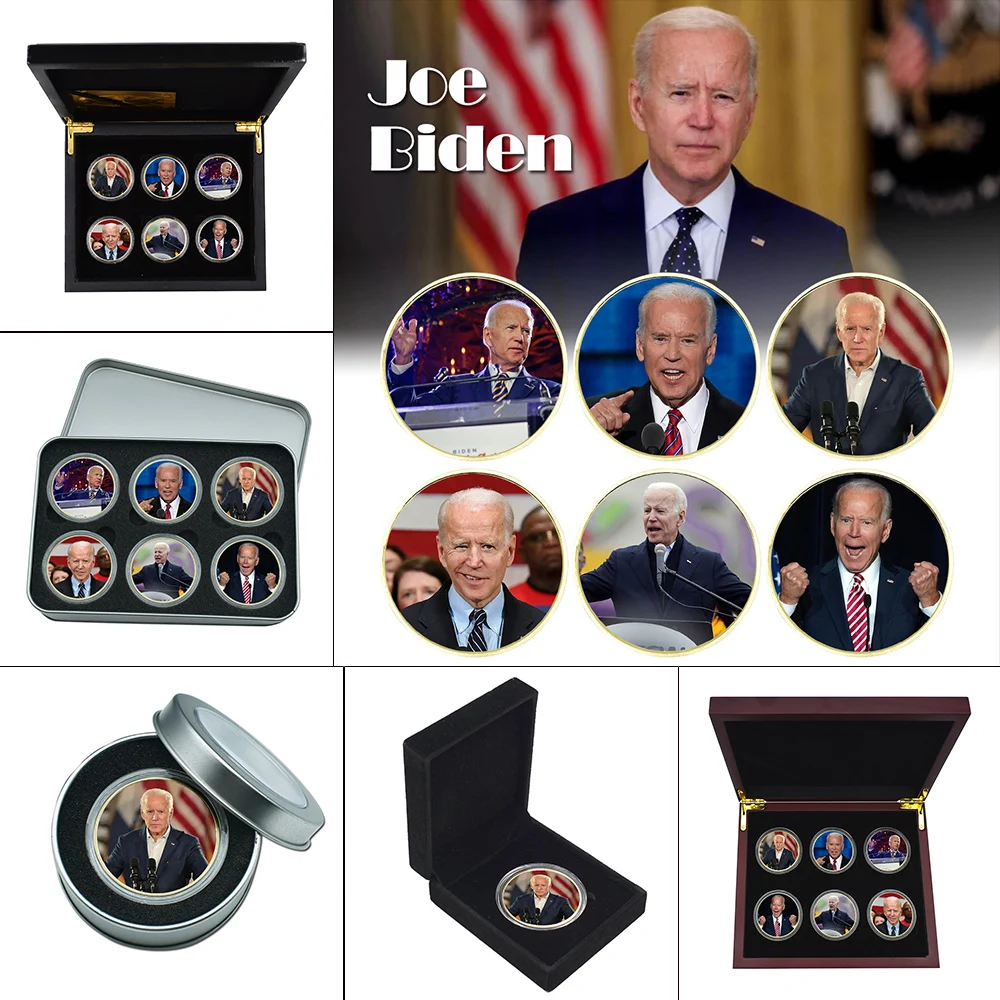 

USA President Joe Biden Gold Plated Coin Collectibles with Coin Holder Challenge Coins Original Coin Medal Gifts for Collection