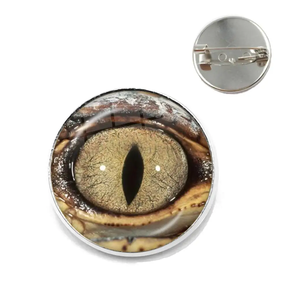 Броши в виде глаз животных дракон змея сова кот тигровые глаза стеклянный