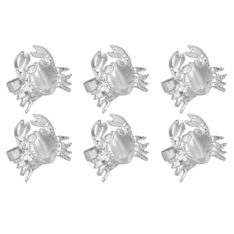 

European Creative Napkin Ring, Metal Crab Napkin Buckle, High-End Hotel Restaurant Table Napkin Ring (6 PCS)